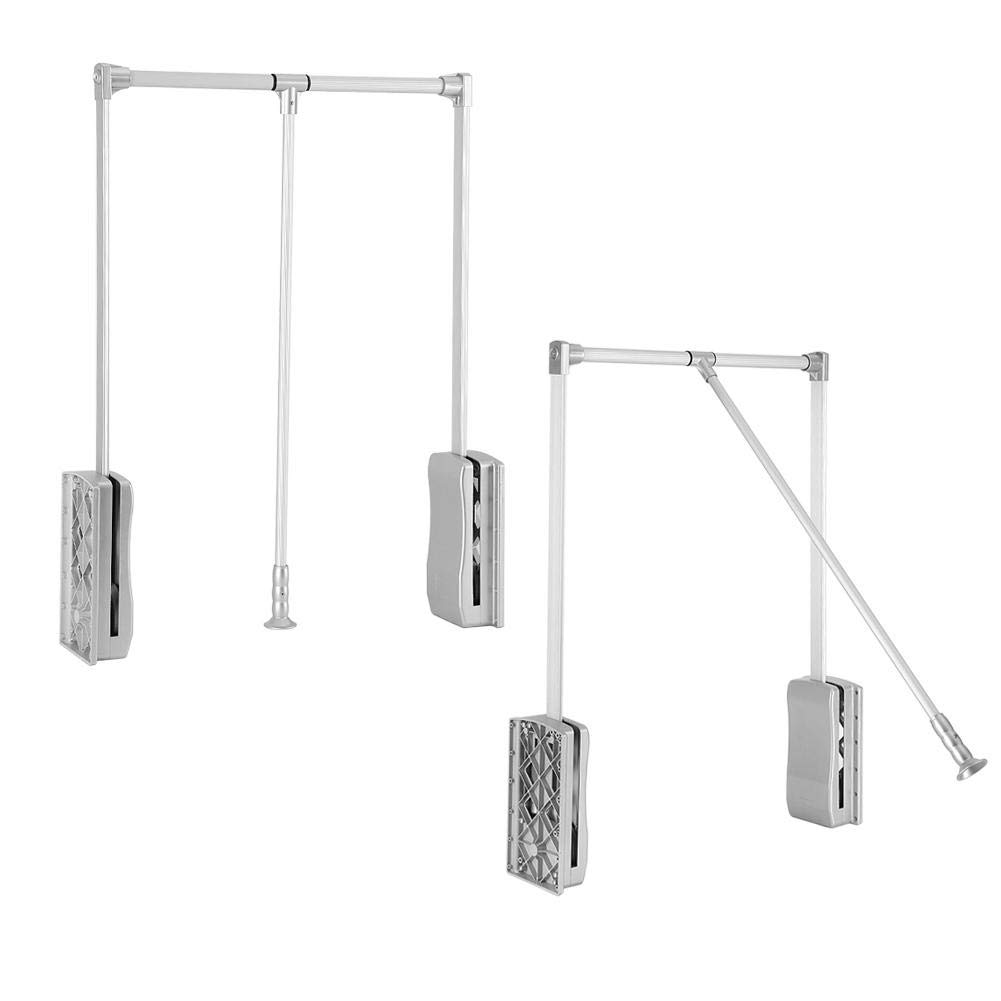 Adjustable Aluminum Pull Down Closet Rod - Space Saving Wardrobe Hanger Rail for Hanging Clothes (600-830mm) - Perfect for Small Closets, Apartments & Dorm Rooms