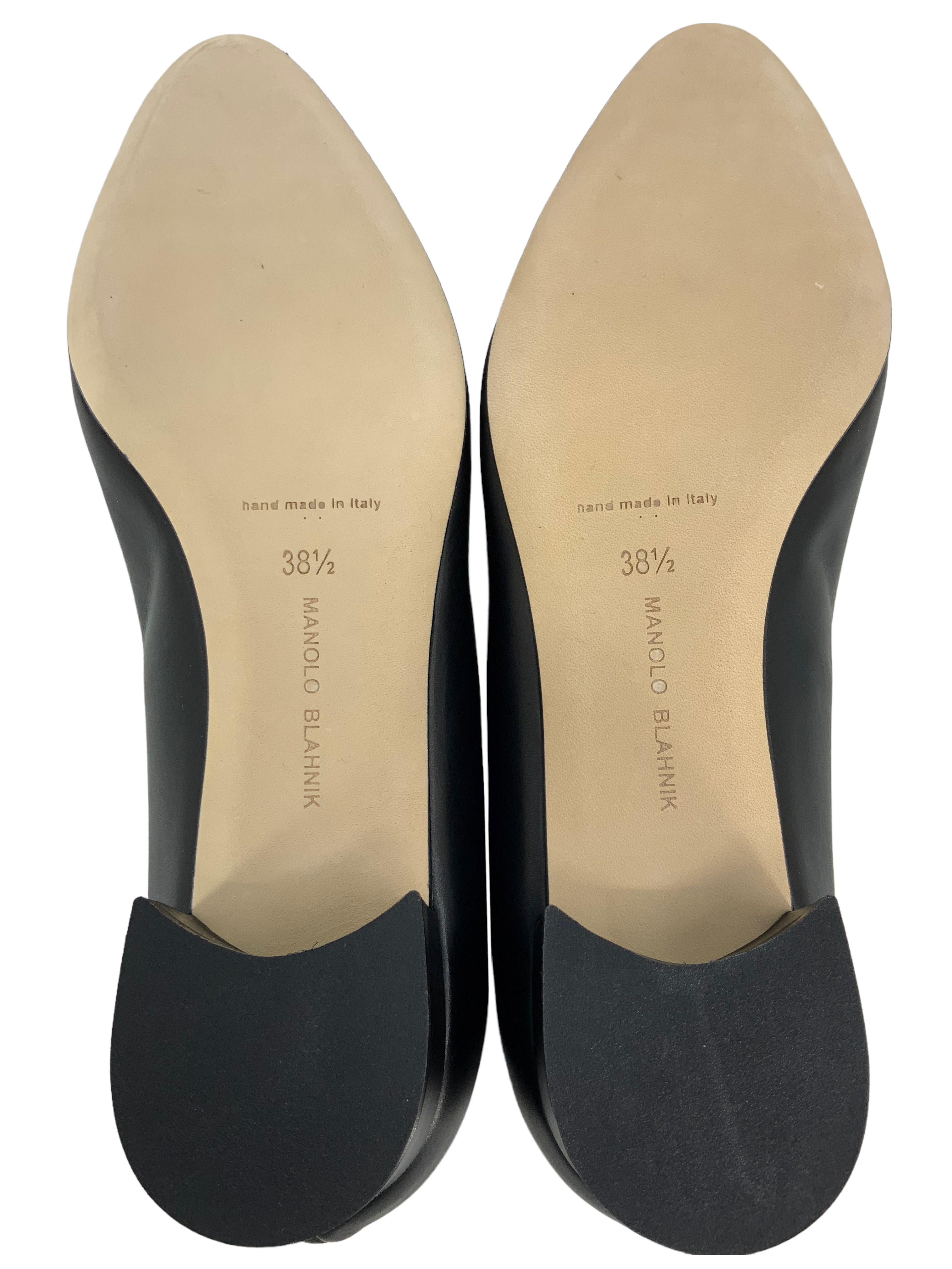 Manolo Blahnik Listony Leather Low Heel Pumps Women's Size 8.5 US | Comfortable Dress Shoes for Work, Party & Wedding Occasions