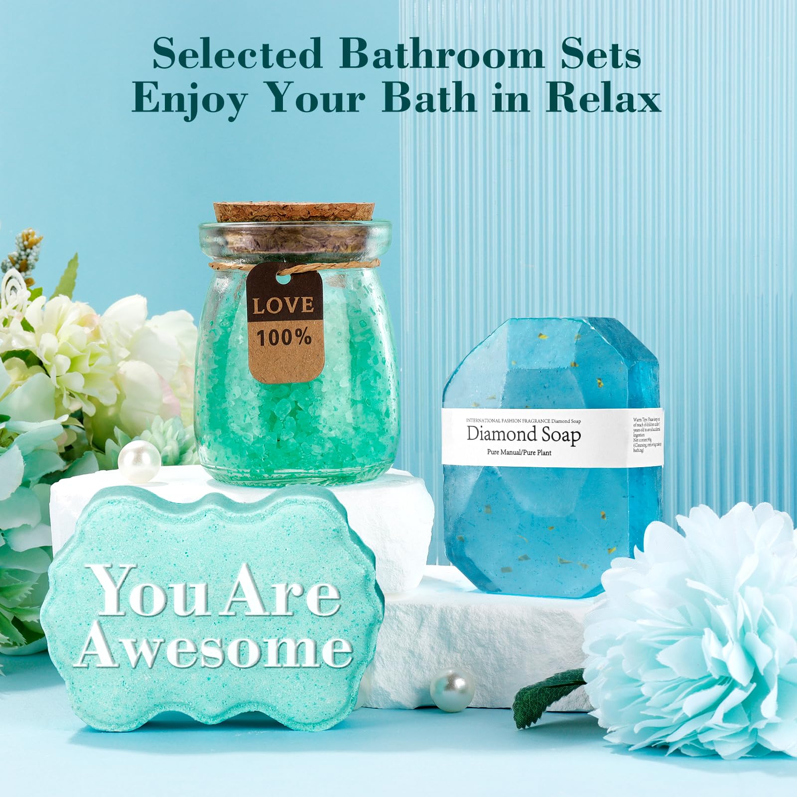 Relaxing Spa Gift Basket Set for Women - Birthday Gifts for Her, Mom, Grandma, Daughter, Sister, Wife, Girlfriend & Coworkers - Unique Bath Set with Essential Oils, Bath Bombs & More (Blue) - Perfect for Self-Care, Mother's Day, Anniversary & Thank You Gifts