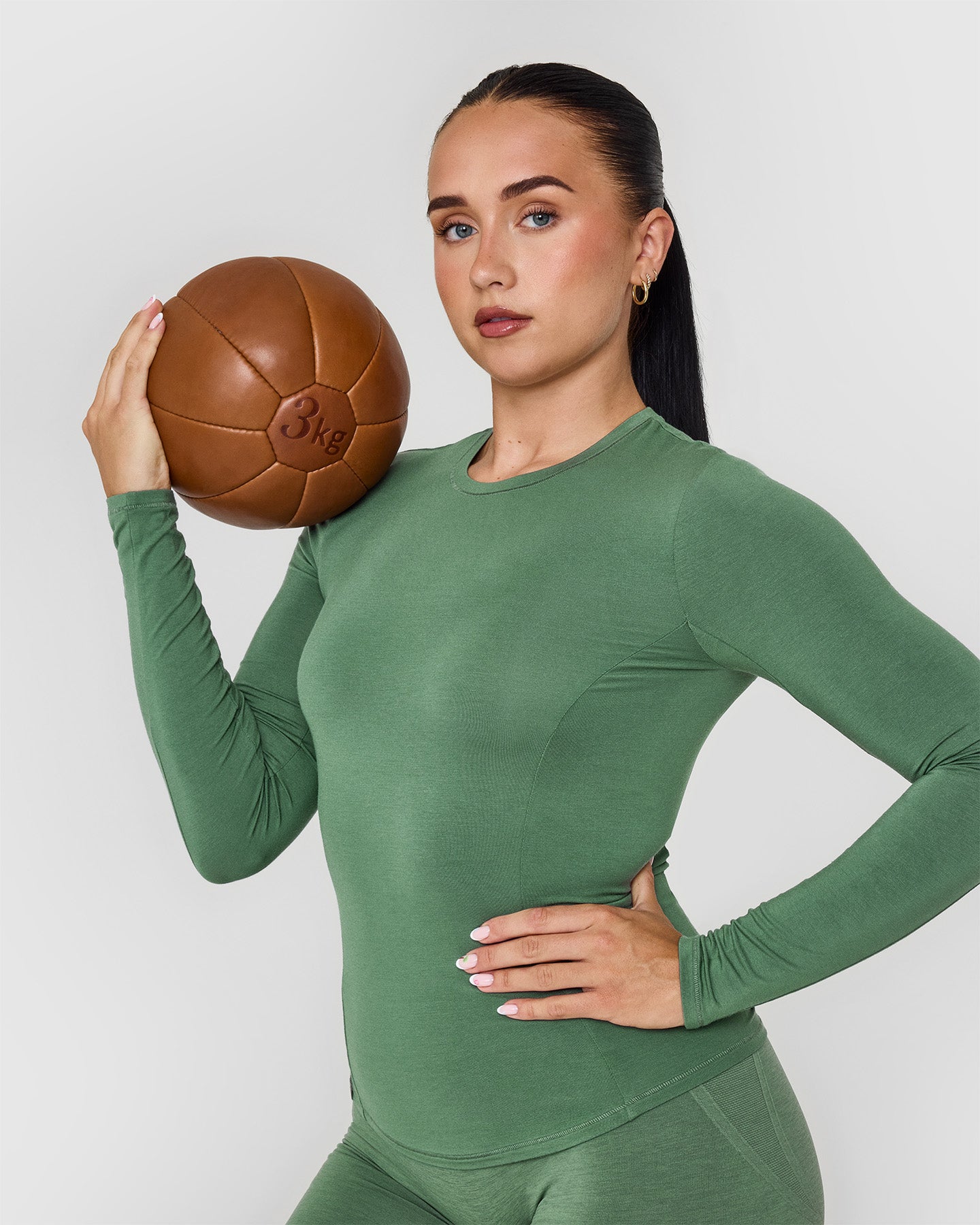 Mellow™ Soft Long Sleeve Women's T-Shirt - Comfortable Stretch Cotton Top in Forest Green for Casual Wear & Layering