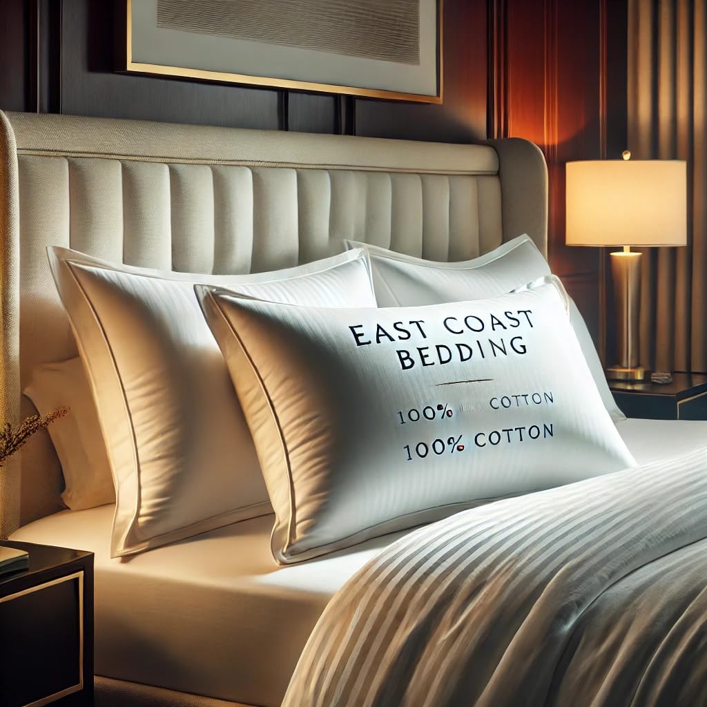 Premium Goose Feather and Down Pillows - RDS Certified, 100% Cotton Cover, Medium Support for Comfortable Sleep | Hotel Collection Bedding by East Coast Bedding | Perfect for Home, Guest Rooms & Luxury Hotels