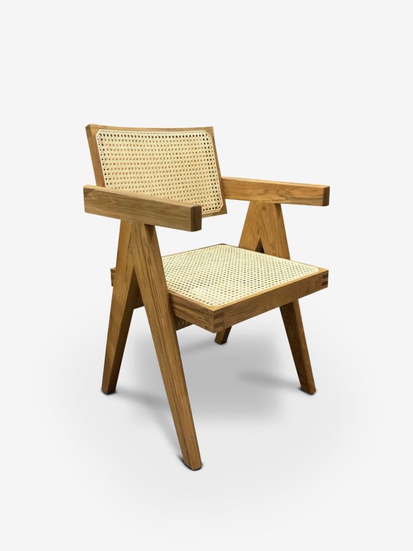 Handmade Designer A-Shaped Pierre Jeanneret 1955 Cane Office Chair - Mid-Century Modern Furniture for Home Office, Living Room & Workspace