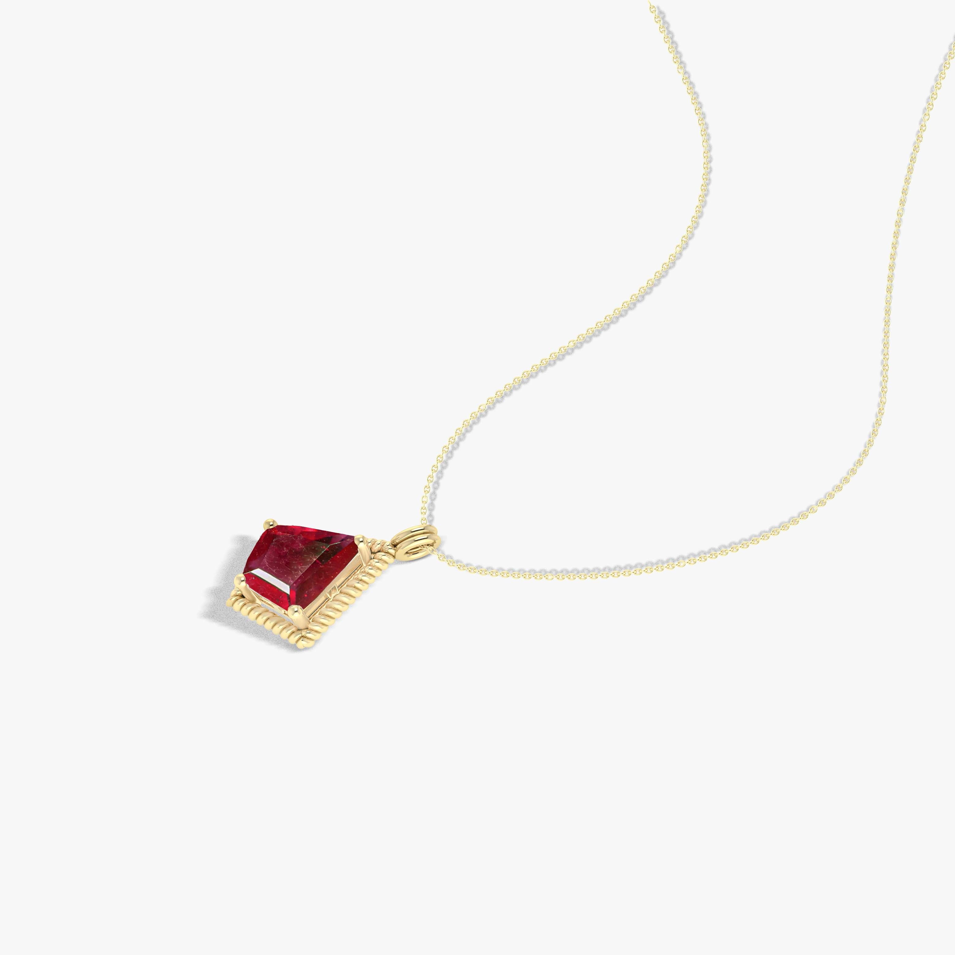 Natural Ruby Kite-Shaped Pendant Necklace for Women - 925 Sterling Silver Chain Jewelry - Perfect for Valentine's Day Gifts, Anniversary & Special Occasions