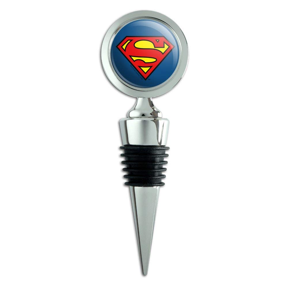 Superman Classic S Shield Logo Wine Bottle Stopper - DC Comics Collectible Bar Accessory for Wine Lovers & Home Entertaining