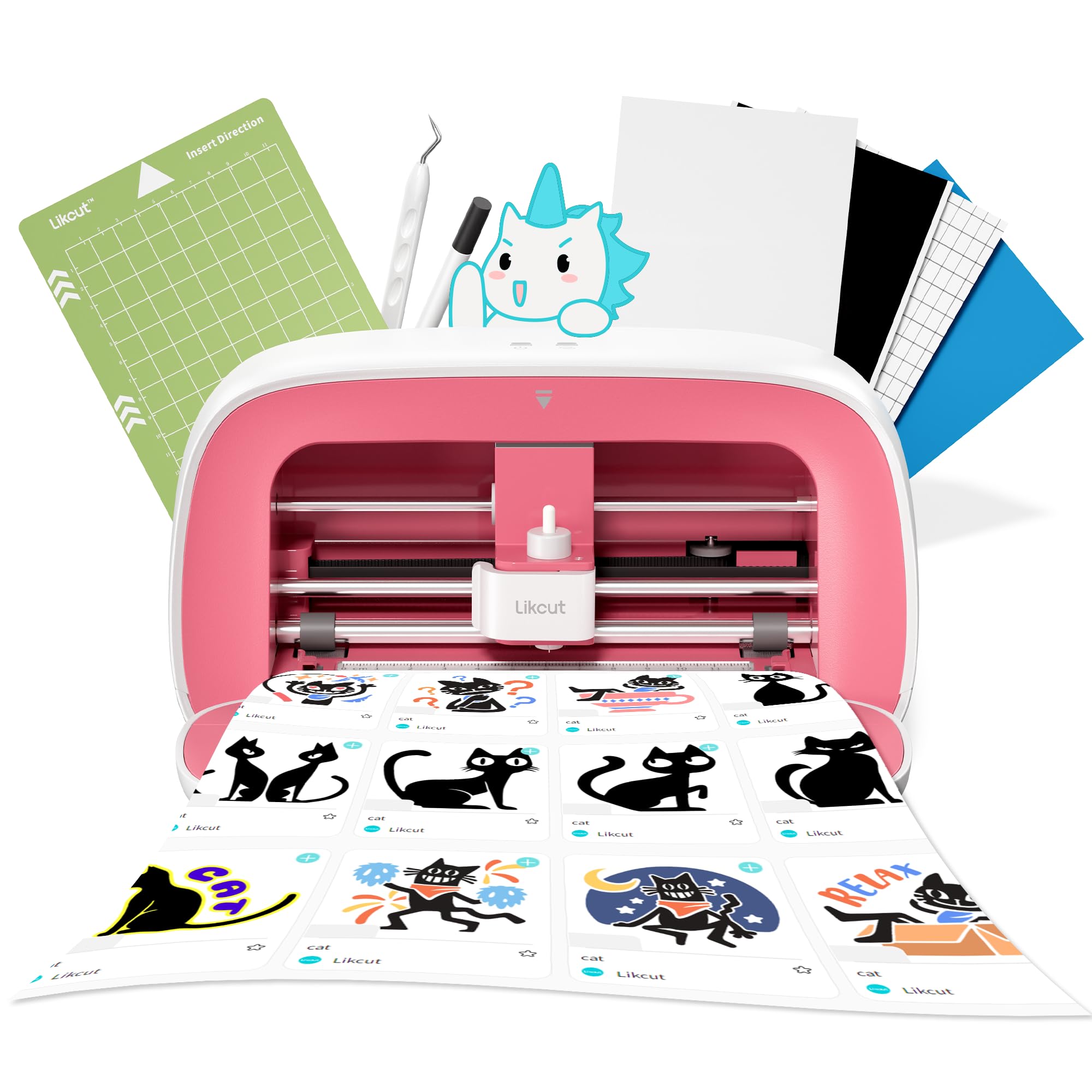 Likcut Vinyl Cutter Machine - Upgrade Glee S501 DIY Craft Cutting Tool | Portable Smart Sticker & Decal Maker for Home, School Projects, Wall Decor, T-Shirt Design | Perfect for Crafters, Artists & DIY Enthusiasts (Pink)
