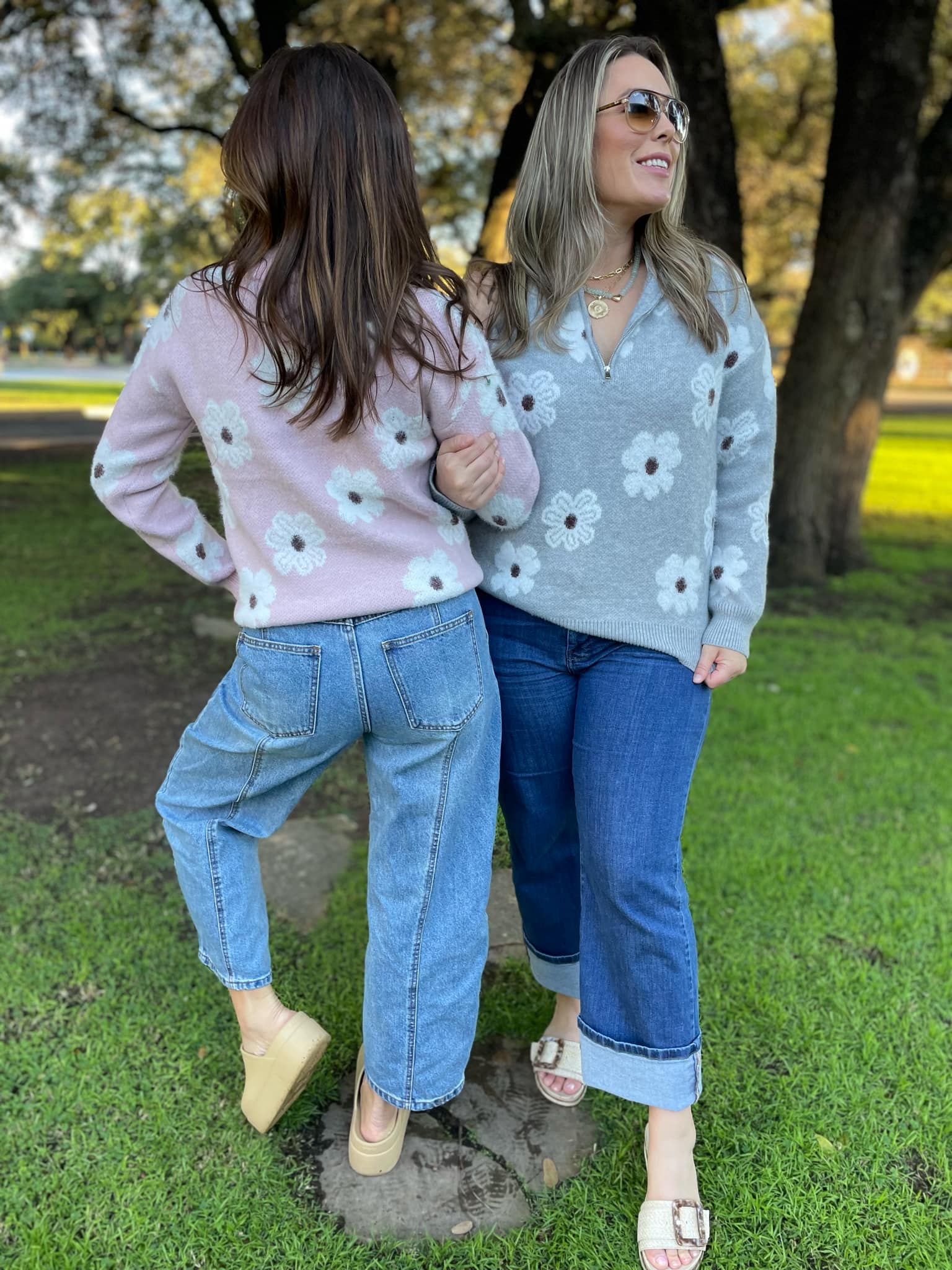 PREORDER: Stylish Flower Powered Half Zip Sweater for Women - 4 Trendy Colors | Perfect for Casual Outfits, Spring Layering & Outdoor Activities