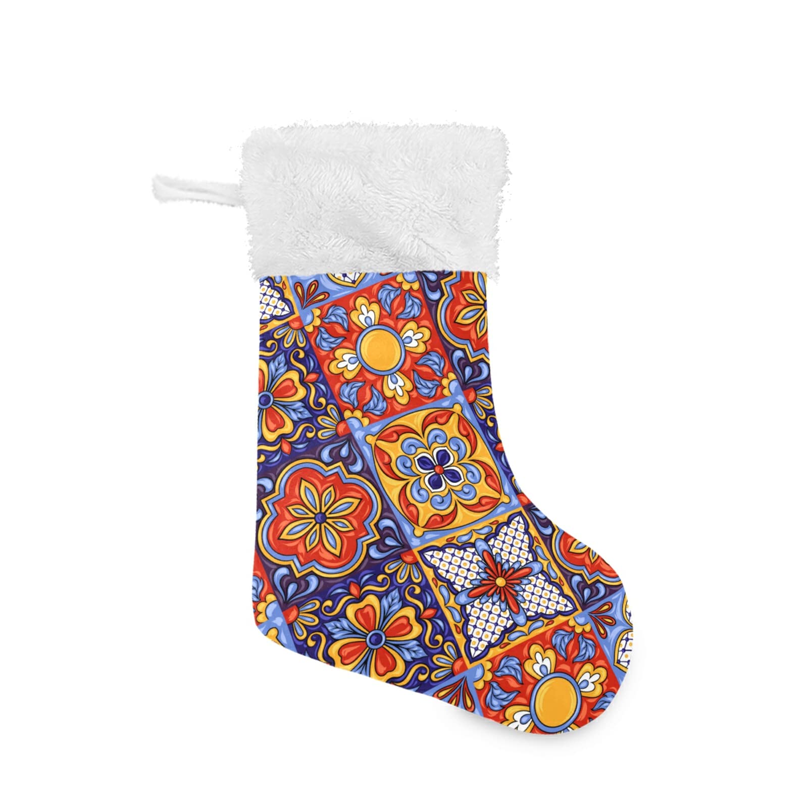 Personalized Mexican Talavera Christmas Stockings - 18 Inch Large Xmas Stockings with Cute Snowflake Design for Holiday Decorations, Family Parties & Christmas Gifts | Perfect for Fireplace Mantel, Tree Decor & Festive Home Decor