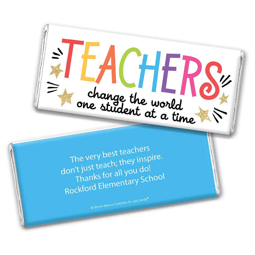 Personalized Chocolate Bar Gifts for Teacher Appreciation - Bulk 36 Bars - Custom Candy Favors for Classroom Rewards, Staff Recognition & School Events