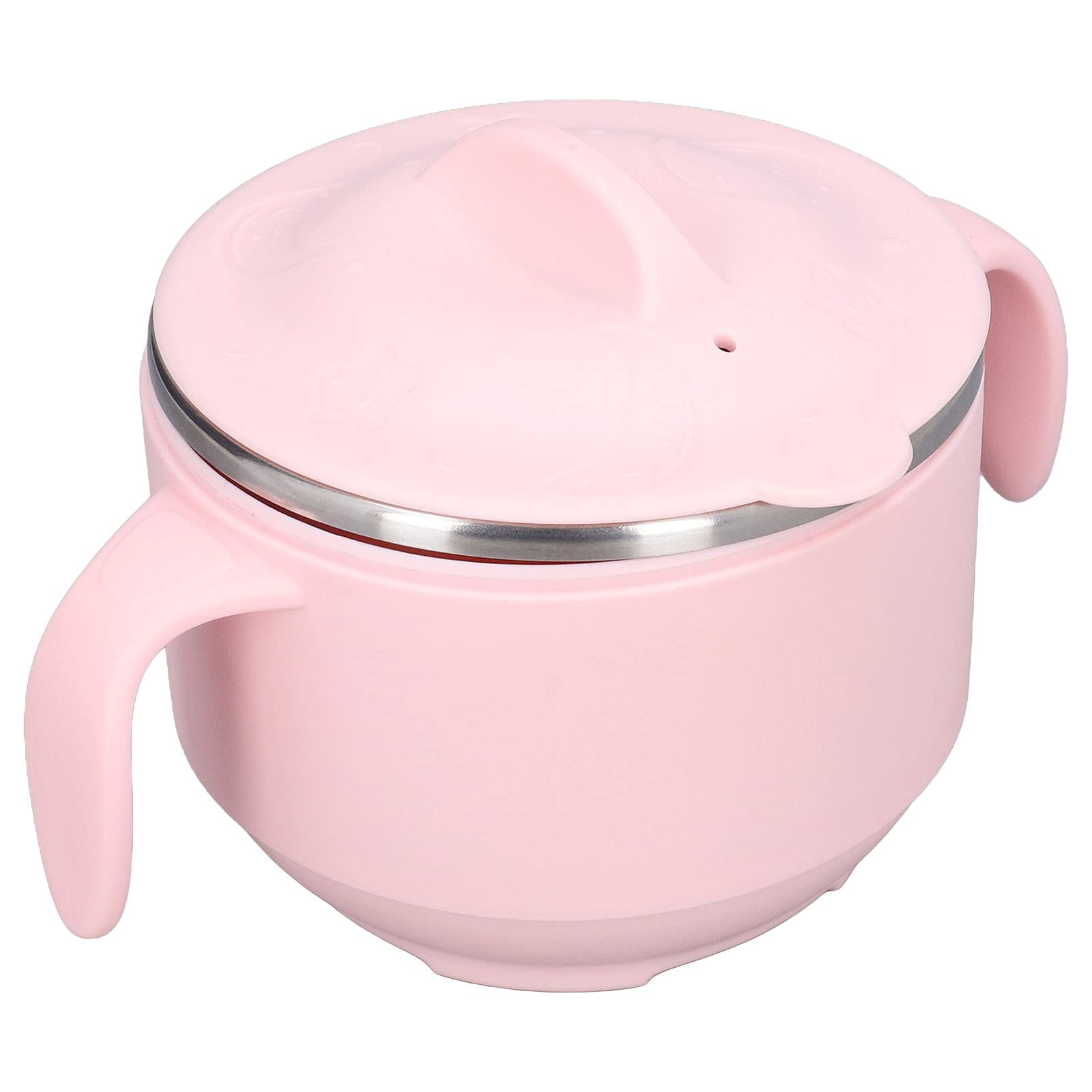 GLOGLOW Smart Self-Heating Baby Bowl with Removable Play Spoon - 400ml BPA-Free PP & 304 Stainless Steel - Temperature Sensing Spoon for Toddlers (Pink) - Perfect for Travel, Daycare & Mess-Free Feeding