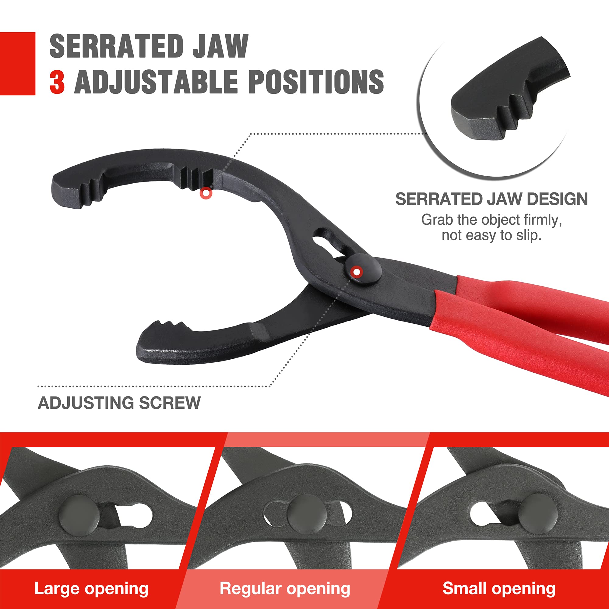 WORKPRO 12-Inch Adjustable Oil Filter Pliers - Heavy Duty Oil Filter Wrench Tool for Automotive Repair & Maintenance - Perfect for DIY Mechanics, Oil Changes & Engine Servicing