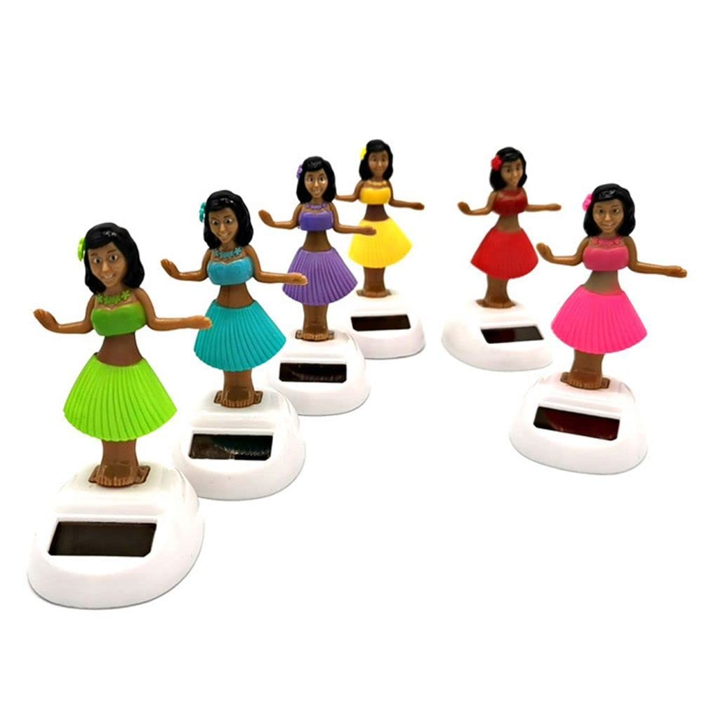 Solar Powered Hula Girl Ornament - Hawaiian Dancing Bobble Head Doll with Swinging Motion (Pink) - Perfect for Home Decor, Garden Party & Tropical Themed Events
