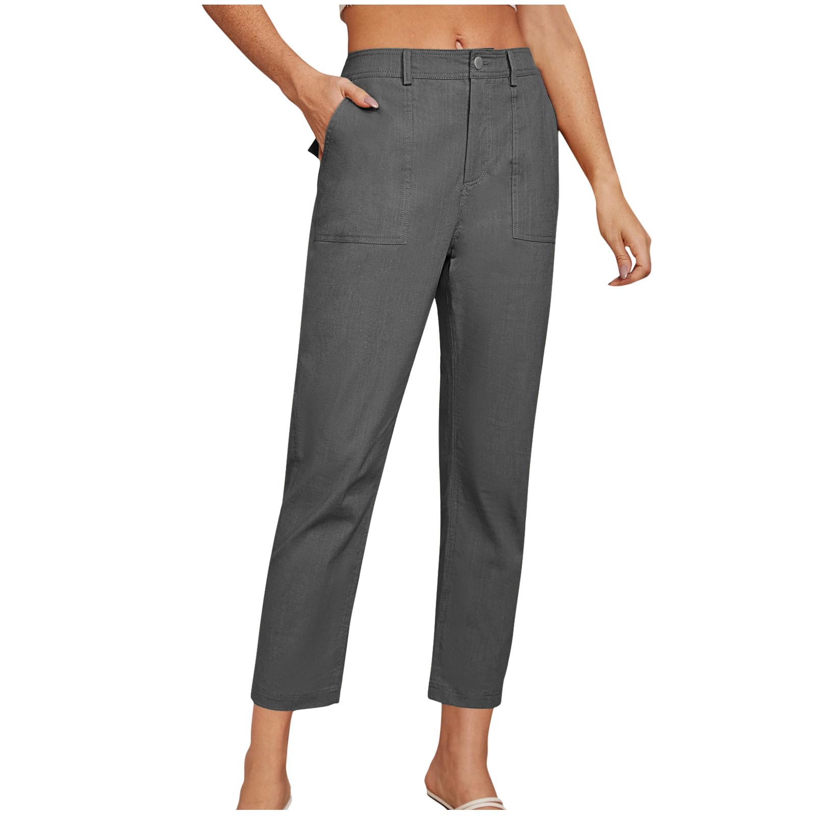 Women's Cropped Dress Pants - High Waist Business Casual Ankle Work Trousers with Pockets | Straight Leg Capri Pants for Office, Professional Wear & Smart Casual Outfits