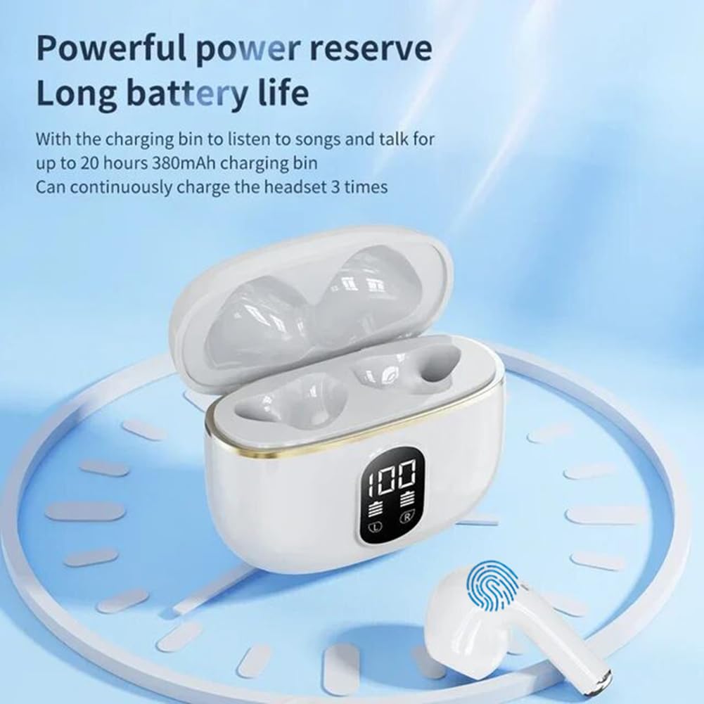 BOXSSROG Wireless Bluetooth 5.3 Headphones with ENC Noise Cancelling Mic, 42H Playtime, IPX6 Waterproof, HiFi Stereo Sound, LED Display, Touch Control - Perfect for Sports, Gym, Running & Travel (Compatible with iOS/Android)