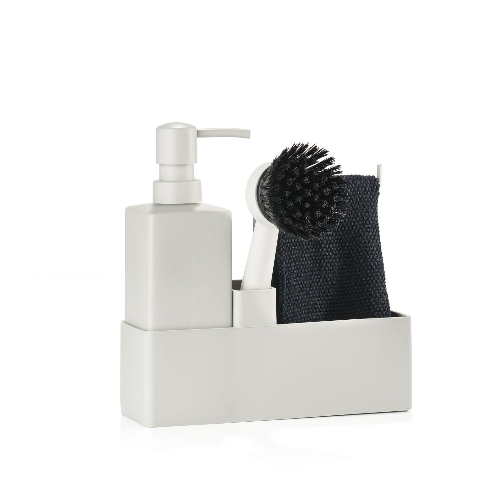 Premium ZONE DENMARK Dishwashing Set with Microfiber Cloth in Warm Grey - Complete Kitchen Cleaning Kit for Sinks, Countertops & Dishes (Dishwasher Safe)