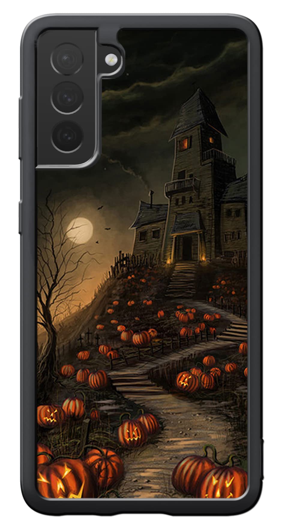 Halloween Haunted House Pattern Shockproof TPU Case for Samsung Galaxy S21 - Durable Protective Phone Cover with Anti-Slip Grip for Daily Use, Travel & Outdoor Activities