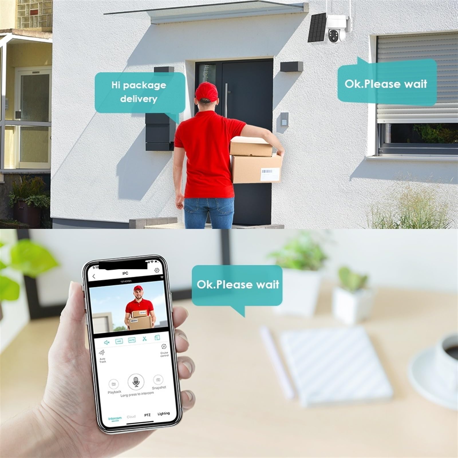 Solar Security Camera with Human Detection & Night Vision - Outdoor CCTV for Home Surveillance (64GB)