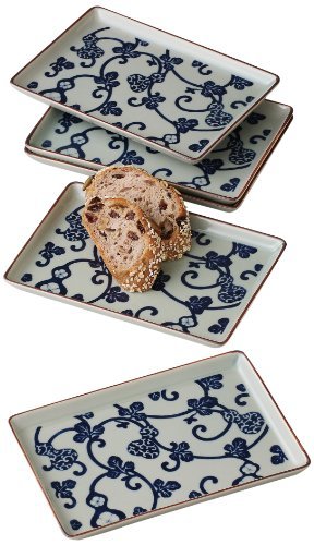 Premium Sarasa 6.7-inch Japanese Porcelain Small Plates Set of 5 - Elegant Appetizer Plates for Dinner Parties, Tea Time & Home Decor