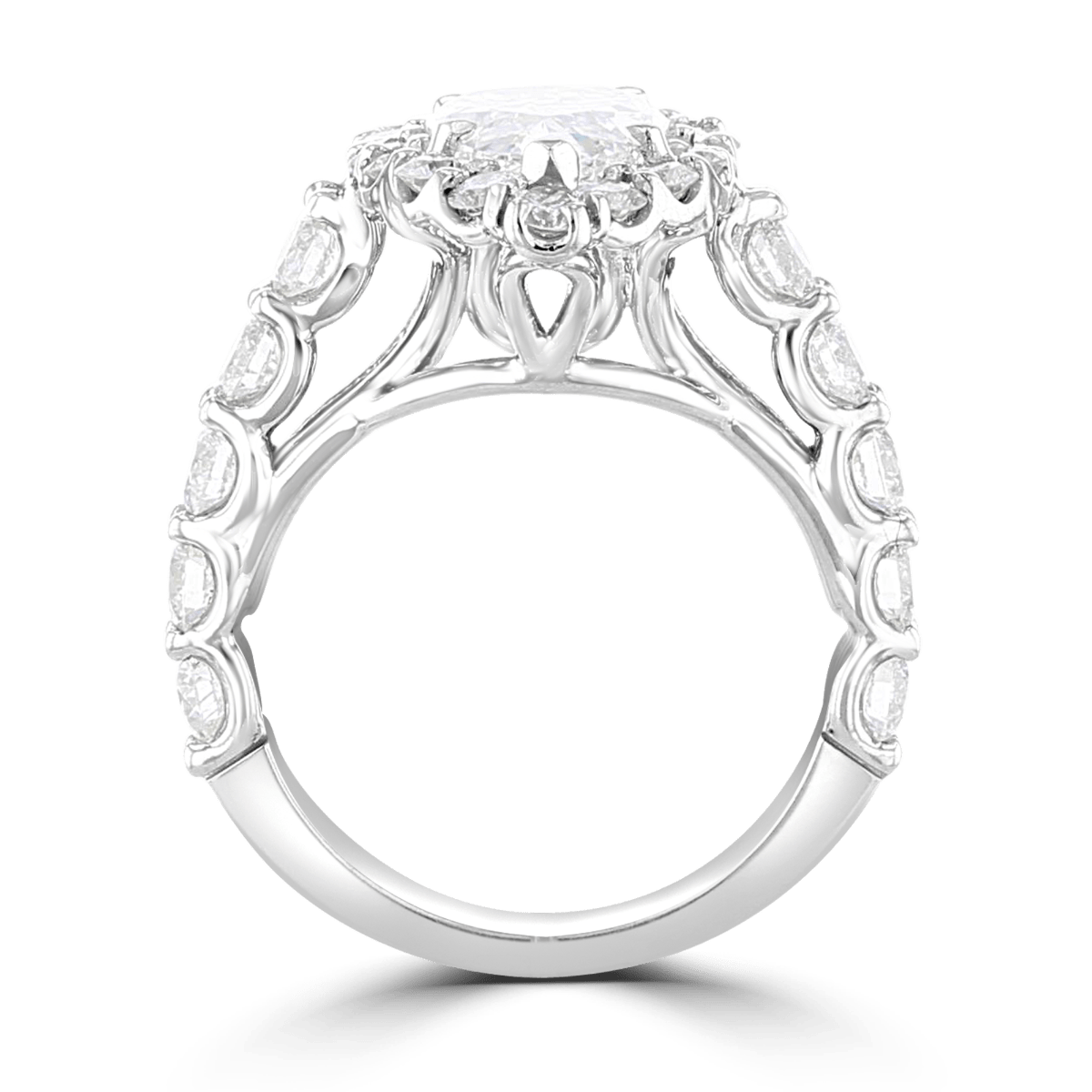 5.01 CTW Platinum Pear Shape Halo Diamond Ring - Elegant Engagement & Wedding Jewelry for Women