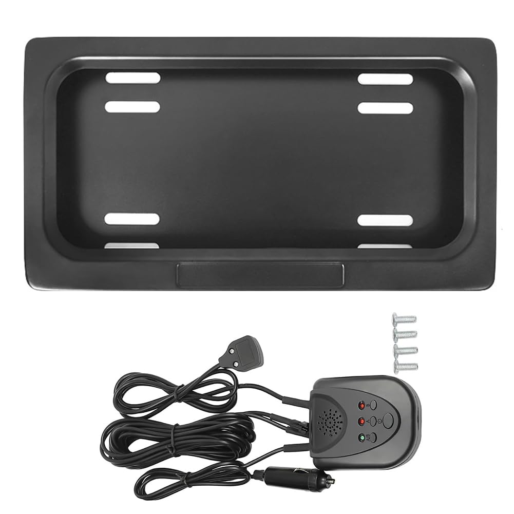 12V Blackout License Plate with Remote for US Standard Vehicles - American Flag Car License Plate Flipper & Frame (1pc) - Perfect for Privacy Protection, Car Shows, and Off-Road Adventures