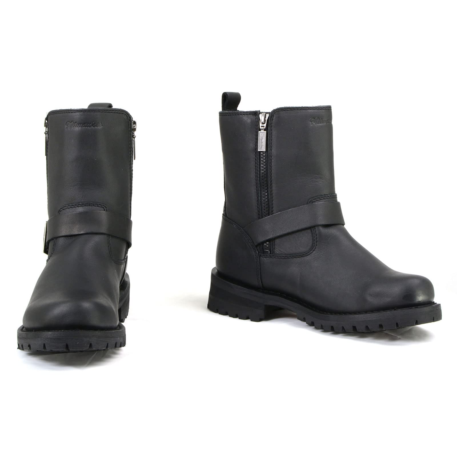 Milwaukee Motorcycle Afterburner Leather Boots for Men - Black | Durable Riding Footwear for Cruiser & Touring Bikes | Waterproof Motorcycle Gear for Long Distance Travel & Daily Commute