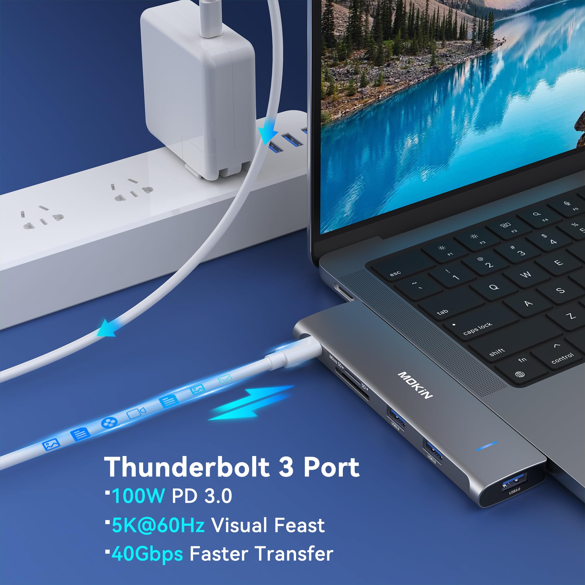 USB C Adapter for MacBook Pro/Air - High-Speed Data Transfer & Charging - Perfect for Work, Travel & Home Office Use