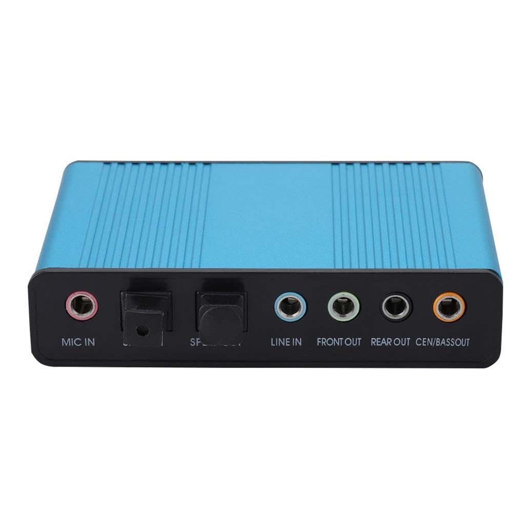 10-Piece Aluminum Alloy External USB Sound Card 5.1 Channel Audio Adapter for PC/Laptop - Professional Home Theater & Gaming Speaker Upgrade (Ideal for Music Production, Streaming & Conference Calls)