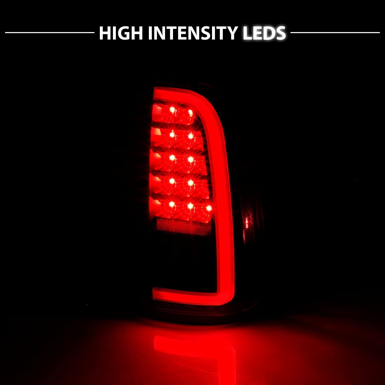 AmeriLite LED Brake Tail Lights for 2000-2006 Toyota Tundra Standard Access Cab - C-Type Black Replacement Light Pair (Driver & Passenger Side) | Durable, Bright & Weatherproof for Night Driving & Enhanced Safety