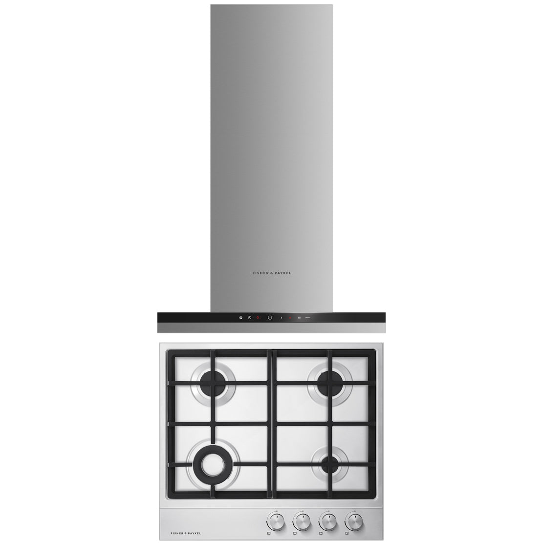 Gas Hob and Wall Canopy Hood Combo - High-Efficiency Kitchen Stove with Powerful Exhaust Fan for Modern Home Cooking