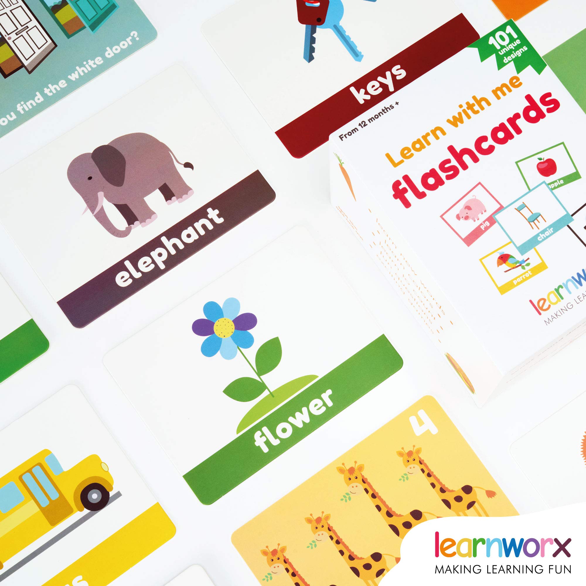 LearnWorx Baby Flash Cards for Toddlers 1-3 | First Words Learning Toys for Preschool Kids - Perfect for Home & Classroom Learning
