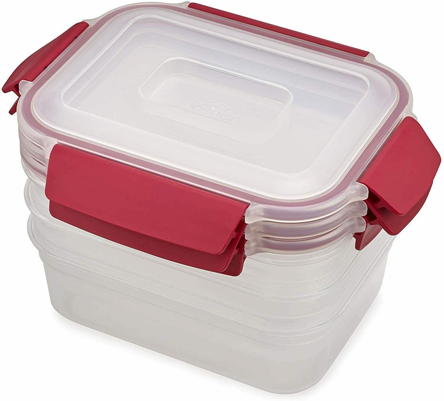 SverdloFG 6-Piece Plastic Food Storage Container Set with Lids - 37oz Airtight Kitchen Organizer (Red) | Meal Prep, Leftovers & Pantry Organization for Home & Office