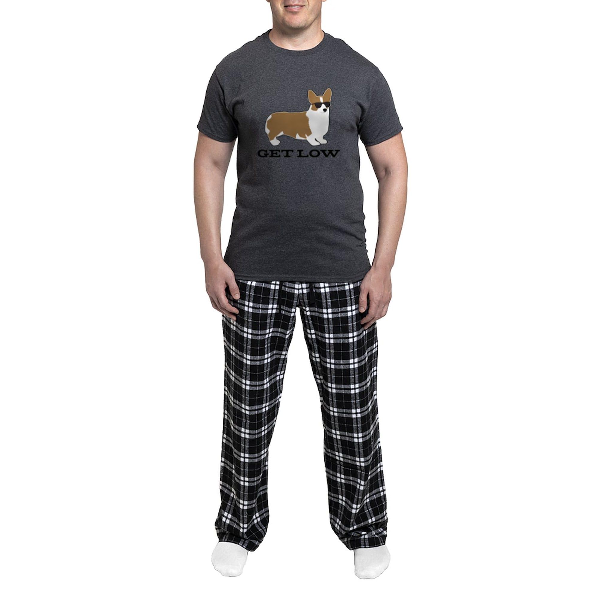 Get Low Corgi Men's Lightweight Pajama Set - Charcoal Grey Novelty Sleepwear for Dog Lovers | Cozy Lounge & Sleepwear for Home Relaxation