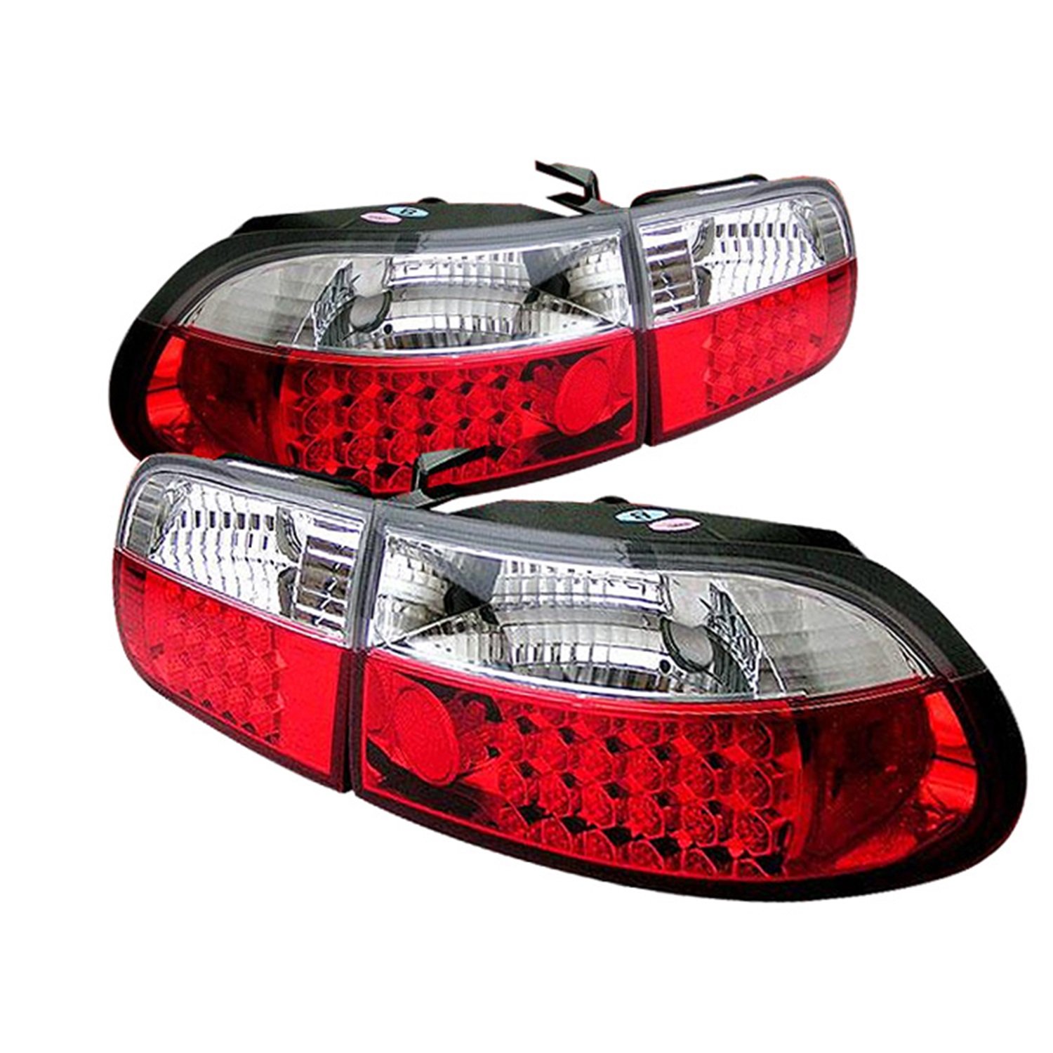 Spyder 5004741 LED Tail Lights for 1992-1995 Honda Civic 3-Door - Red & Clear Smoke Lens | High Visibility & Modern Style for Night Driving & Car Customization