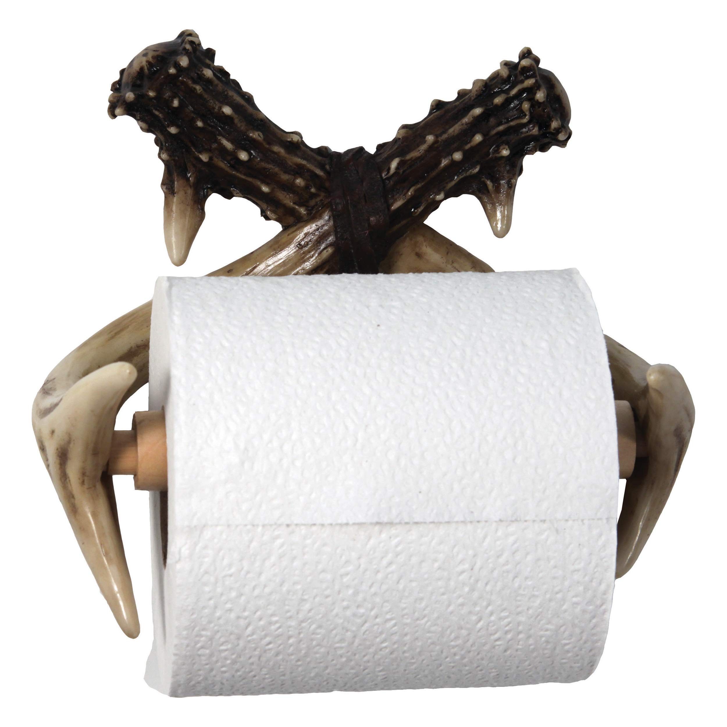 Rivers Edge Products Antler Toilet Paper Holder - Wall Mounted 1 Roll TP Holder for Bathroom Decor - Rustic Western Home Accessories - Poly Resin Faux Deer Antler Design - Perfect for Cabin, Farmhouse & Lodge Bathrooms