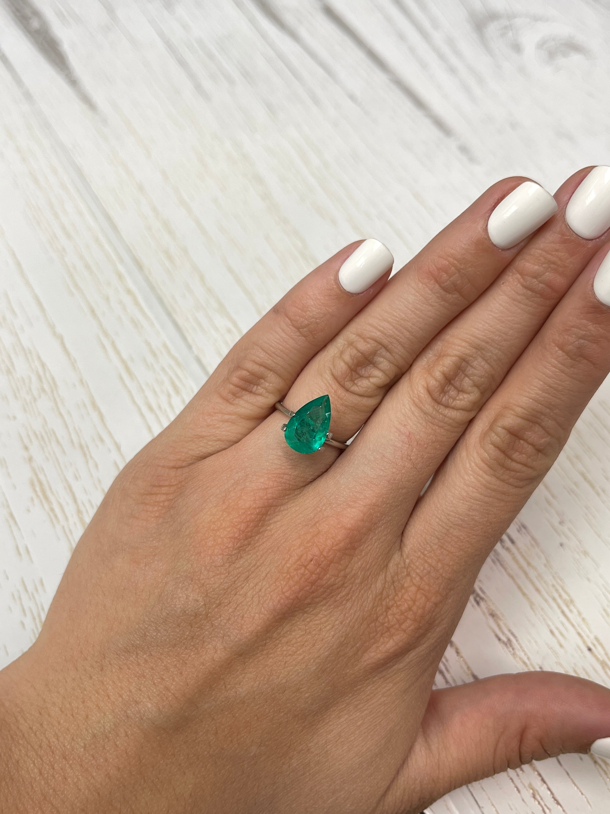 3.46 Carat 13x8mm Natural Colombian Emerald Pear Cut Loose Gemstone - Grass Green Color for Jewelry Making, Engagement Rings & Fine Collections