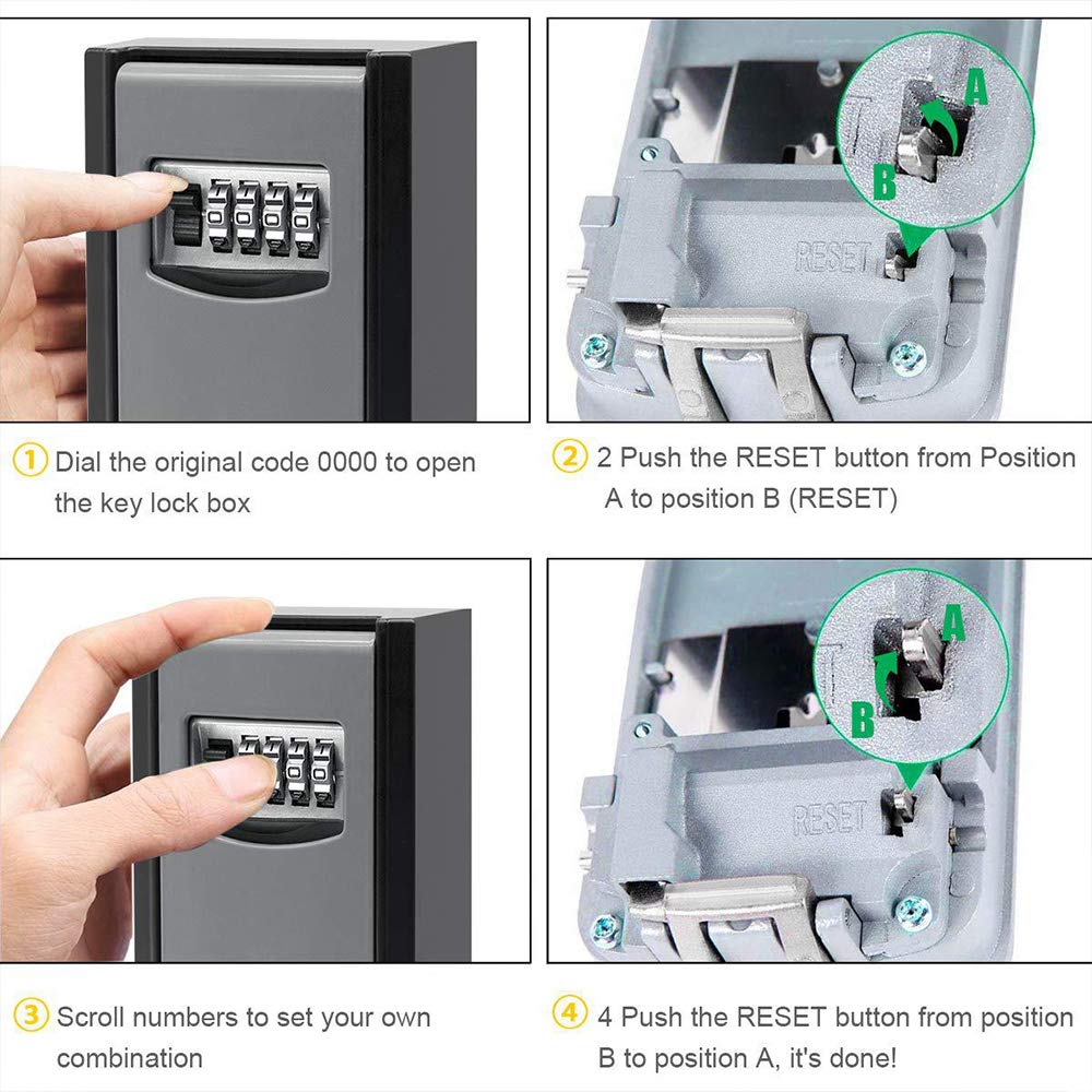 Secure Outdoor Key Lock Box - Aluminum Alloy Combination Key Safe with Code for House Keys | Wall Mount & Door Knob Mount | Ideal for Spare Key Storage, Vacation Homes & Airbnb Rentals