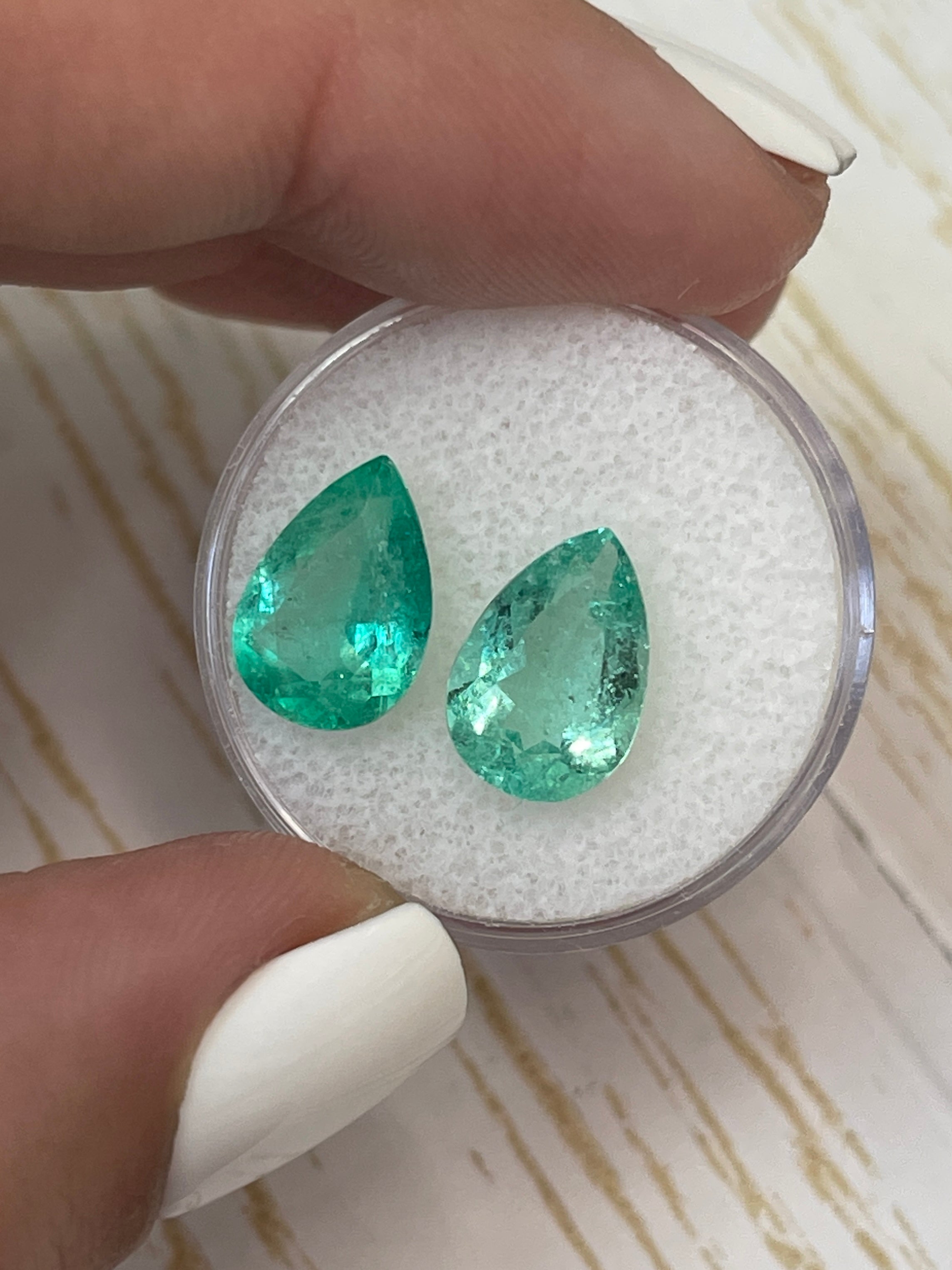 5.72tcw 12x8 Matching Loose Colombian Emeralds Pear Cut - Natural Green Gemstones for Jewelry Making, Engagement Rings & Luxury Gifts