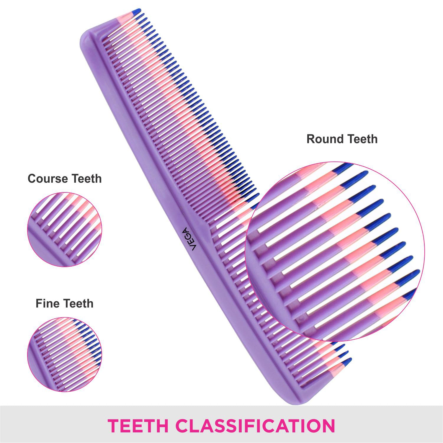 Vega Flat Hair Brush & Comb Set for Men & Women - 2 Piece Styling Kit (VCP-08) | India's Top Hair Brush Brand | Perfect for Daily Styling, Detangling & Salon-Quality Results at Home