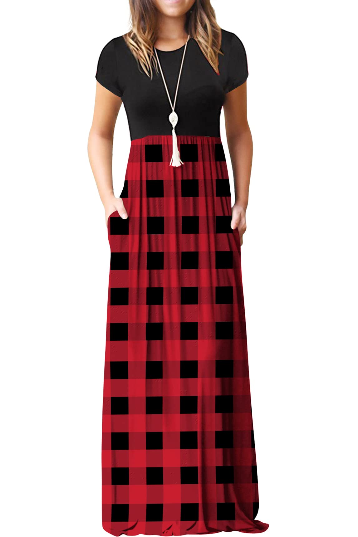GRECERELLE Women's Short Sleeve Maxi Dress - Casual Long Summer Dress with Pockets | Flowy Beach Dress, Boho Chic Outfit for Vacation, Party & Everyday Wear