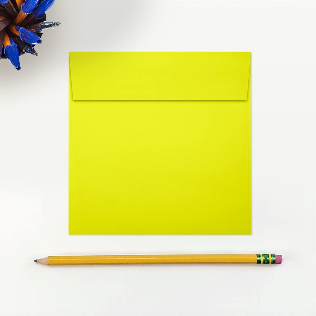 Premium LUXPaper Square Invitation Envelopes 5x5 Inches - Citrus Yellow 80lb Text Weight (Pack of 500) | Self-Seal Peel & Press Design | Perfect for Wedding Invitations, Greeting Cards, Party Favors & Business Correspondence