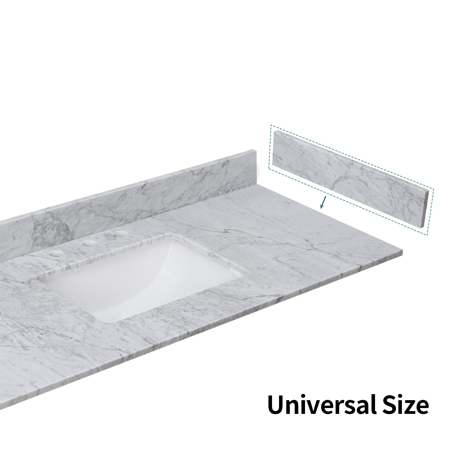 21 Inch Carrara Marble Backsplash for Bathroom Vanity - Waterproof Sink Splash Guard - Elegant White Marble Countertop Protector for Modern Bathroom Decor (Perfect for Master Bath & Powder Room)