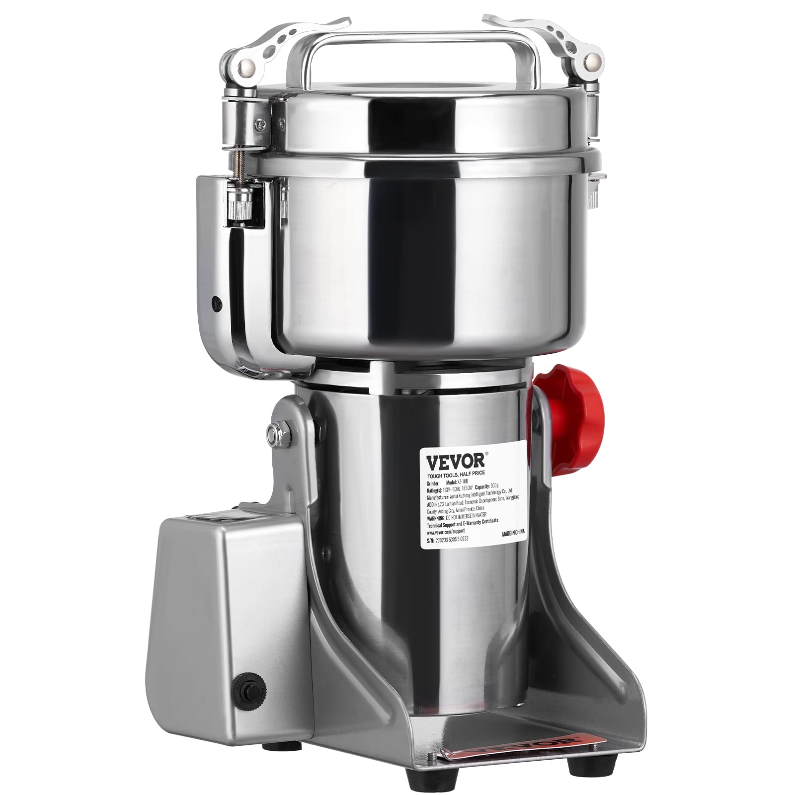 VEVOR 2500g Commercial Electric Grain Grinder - 3750W High-Speed Stainless Steel Mill for Coffee, Corn, Pepper & Dry Grains - Perfect for Bakeries, Restaurants & Home Kitchens