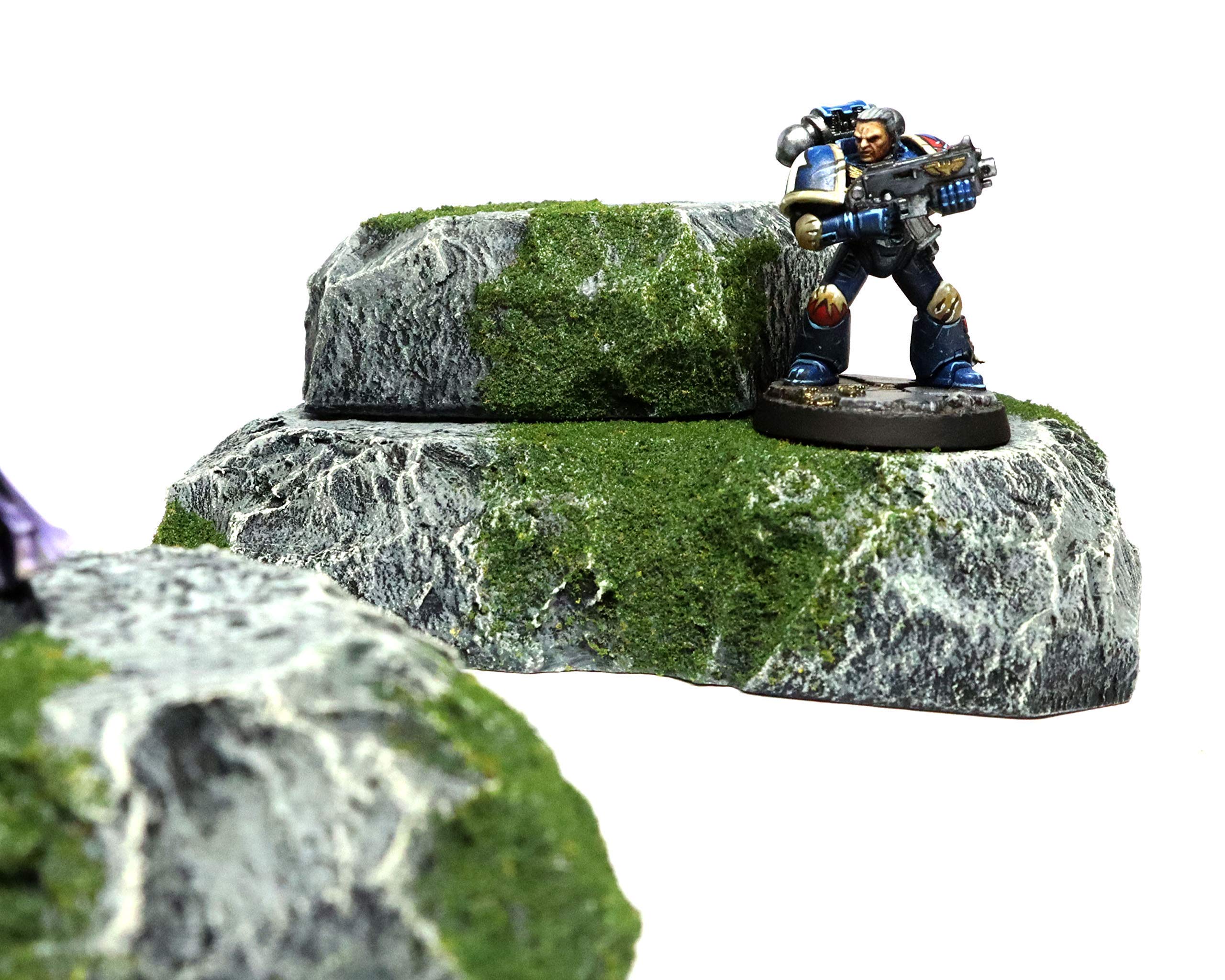 Handmade Mossy Stacking Hills Wargaming Terrain for Tabletop War Games & TTRPGs - Durable Miniature Battle Scenery for Dungeons & Dragons, Warhammer 40K & Fantasy RPG Campaigns