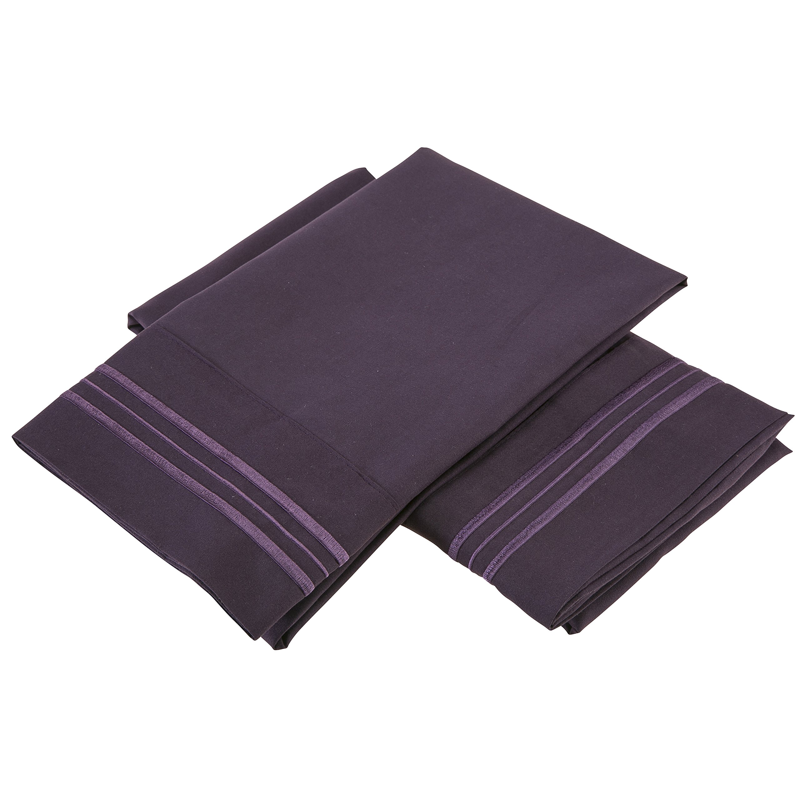 Clara Clark® Queen Size Purple Eggplant Pillowcases - Soft & Breathable Bedding Set for Comfortable Sleep | Perfect for Home, Hotel, and Guest Room Decor