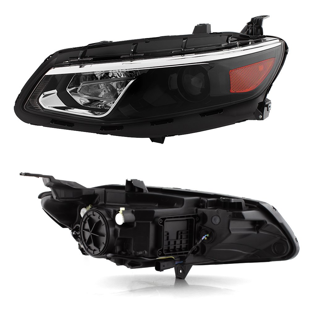 AKKON Black Housing Clear Lens Projector Headlight Assembly for 2016-2018 Chevrolet Malibu - Driver & Passenger Side Set - Upgrade Your Night Driving Safety & Style