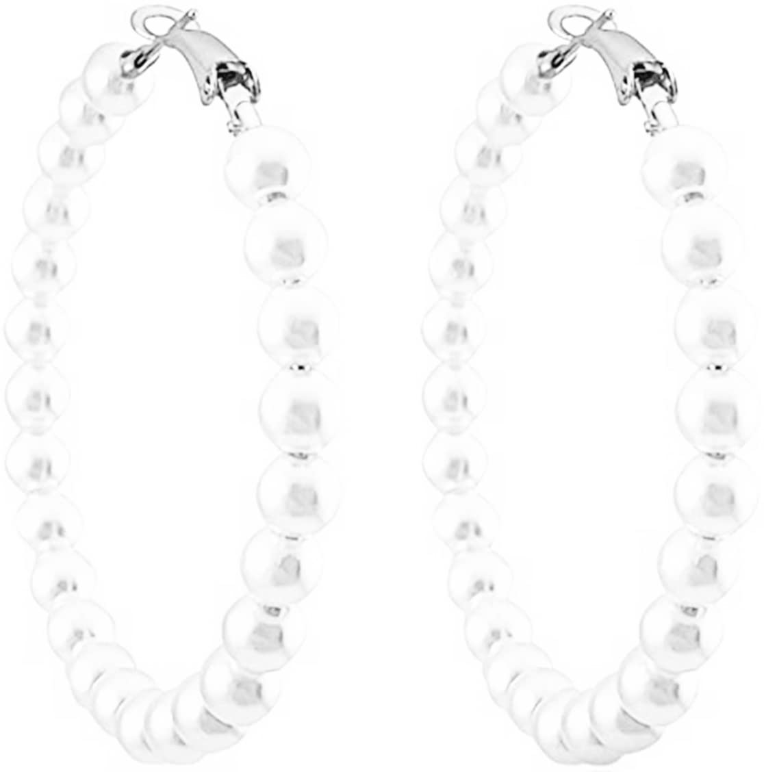 H&Z Hypoallergenic Pearl Hoop Earrings for Women - Fashionable Dangle Drop Earrings with Layered Design - Perfect Gift for Her (Ideal for Weddings, Parties & Everyday Wear)