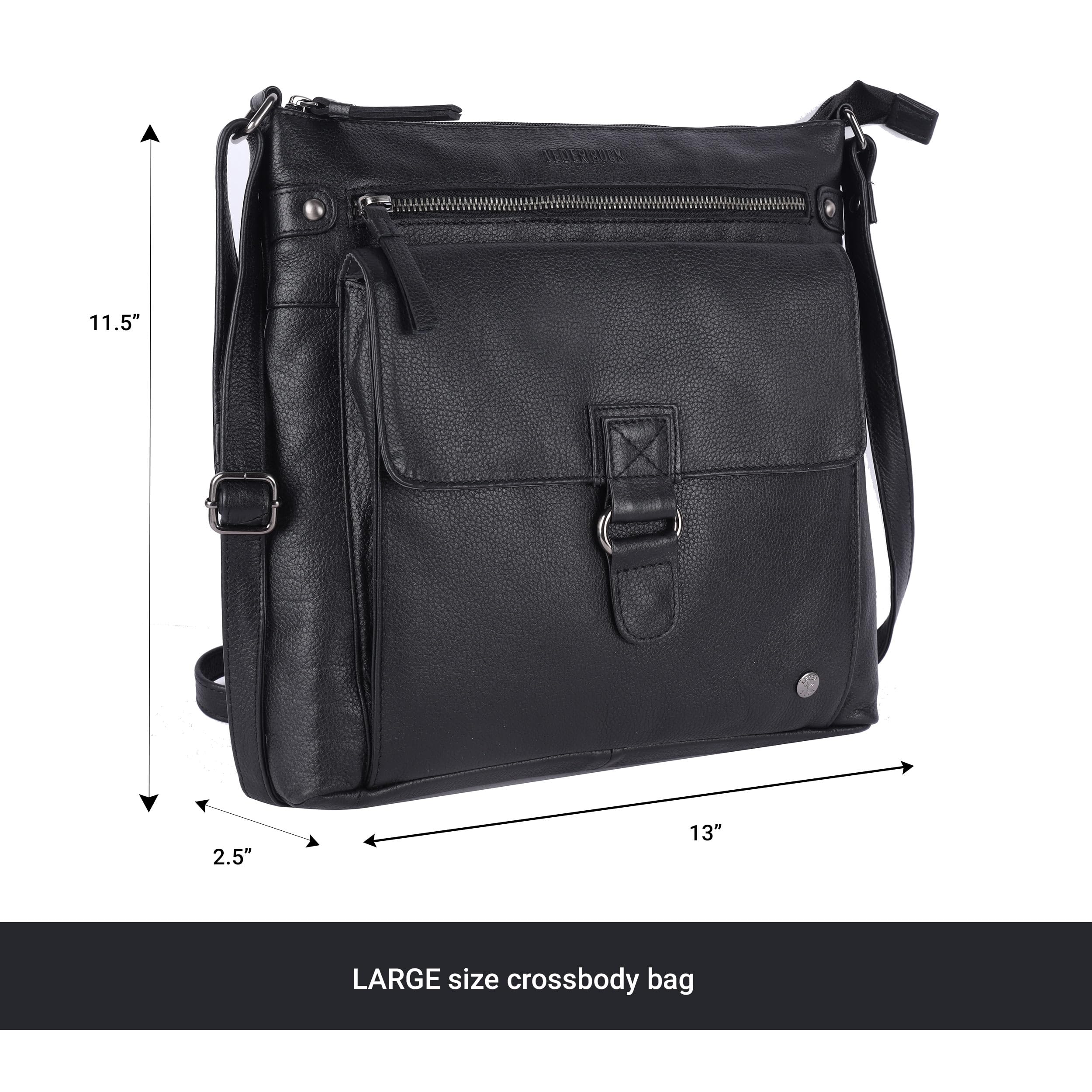 Shirley Large Soft Genuine Leather Women's Crossbody Handbag with Triple Zip - Stylish Sling Shoulder Purse for Work, Travel & Everyday Use