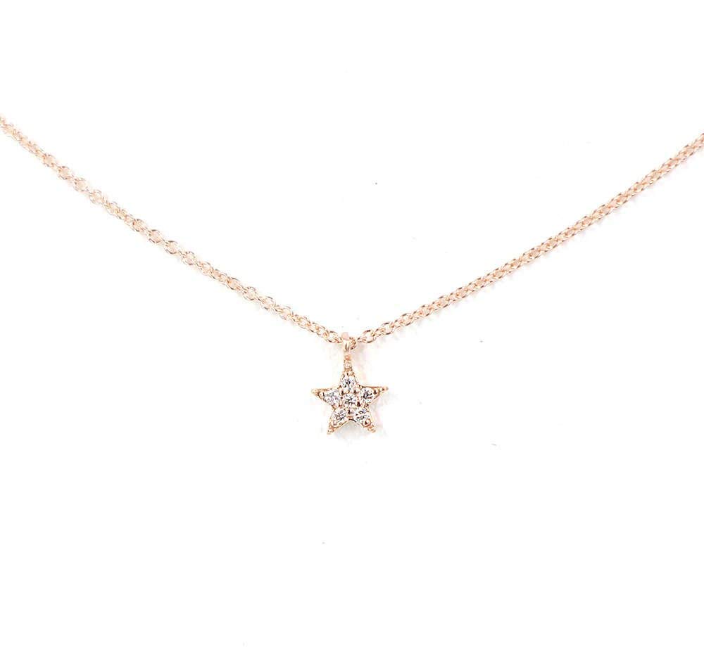 Elegant Star Charm Diamond Necklace - 14K Gold Tiny Star Diamond Pendant Choker for Women, Perfect Gift for Anniversary & Valentine's Day - Ideal for Date Night, Party & Special Occasions