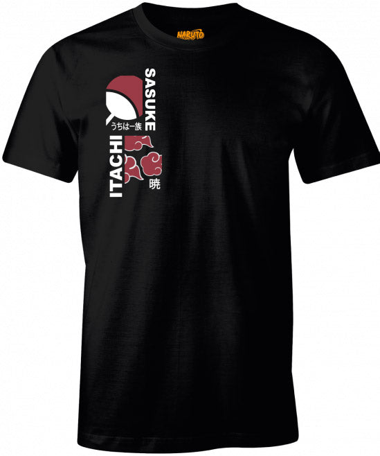 Naruto Chibi Sasuke Itachi Black T-Shirt - Anime Graphic Tee for Fans, Cosplay & Casual Wear