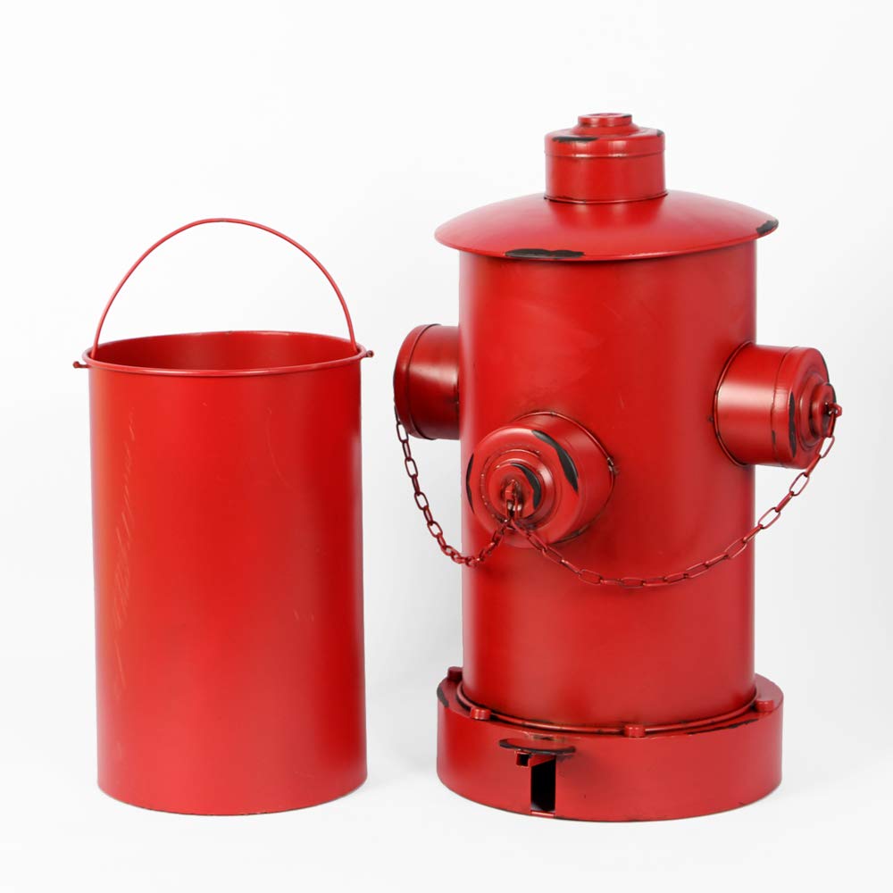 Muellery Fire Hydrant Pedal Trash Can - Creative Wrought Iron Garbage Bin with Foot Pedal, Red - Perfect for Kitchen, Bathroom, Office & Outdoor Use