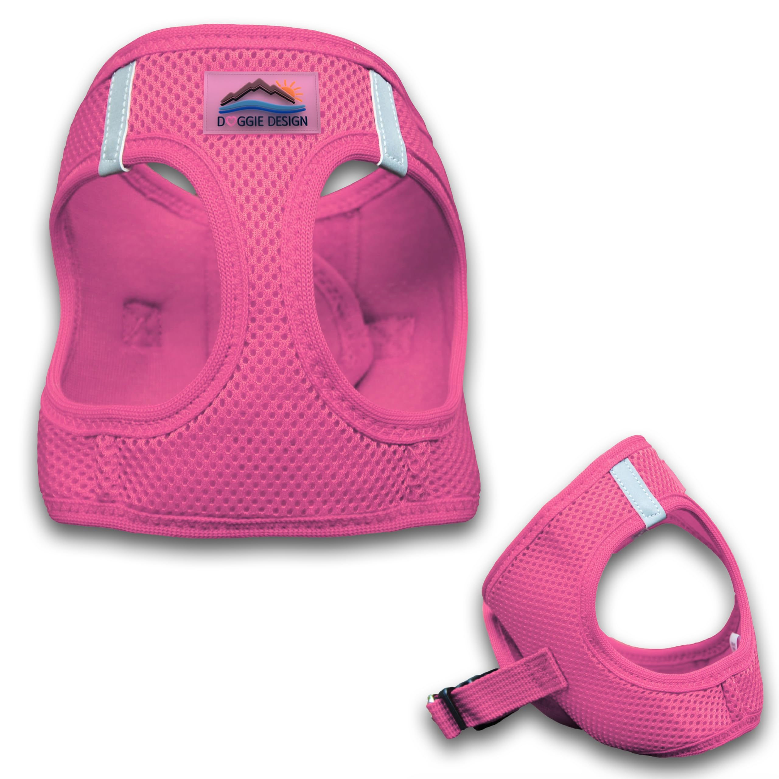 Doggie Design No-Choke Dog Harness - Breathable Mesh Polyester Pet Vest with Easy Step-in Design for Small Medium Large Dogs - Candy Pink (Size S) - Perfect for Walking, Training & Outdoor Adventures